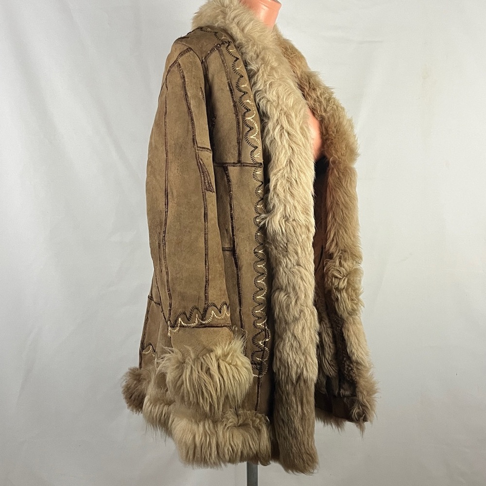 Y2K Shearling Pachwork Embroidered Pennylane Coat XS-S - Picture 5 of 13